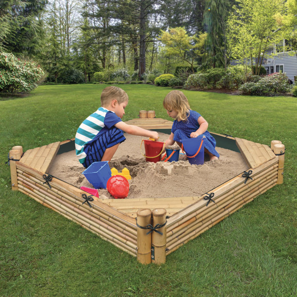 Badger Basket Bamboo Beach 4.6' Square Sandbox with Cover Wayfair
